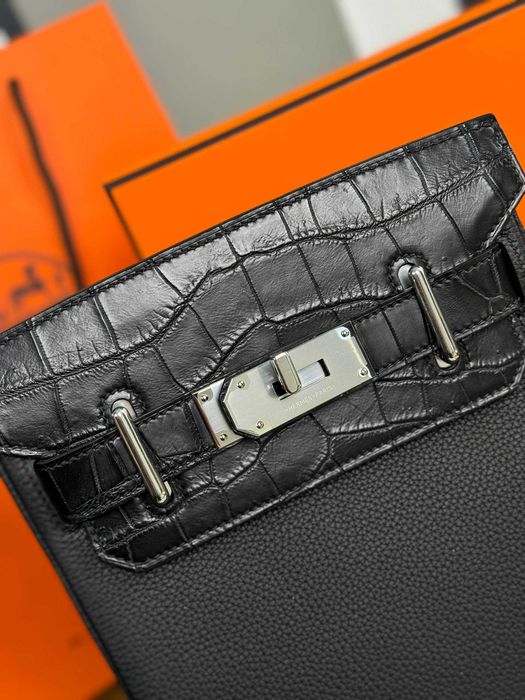 Слинг Hermes плечевая сумка Эрме бананка натуральная кожа крокодила Ерме мужская сумка c929