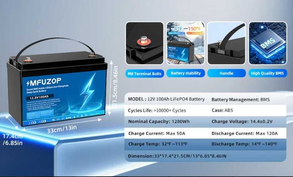 Акумулятор LiFePO4 12.8V/100AH