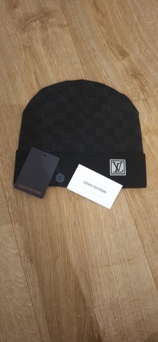 LV Black Plaid Beanie
