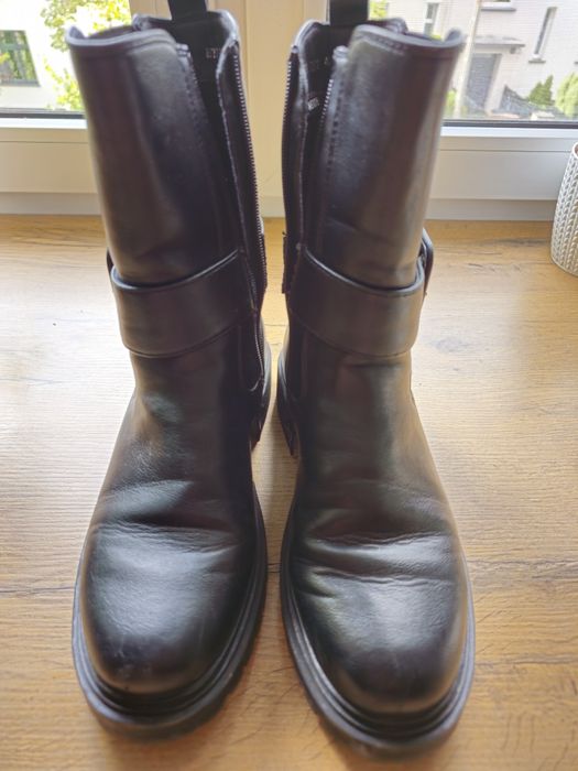 Czarne damskie botki ekoskora