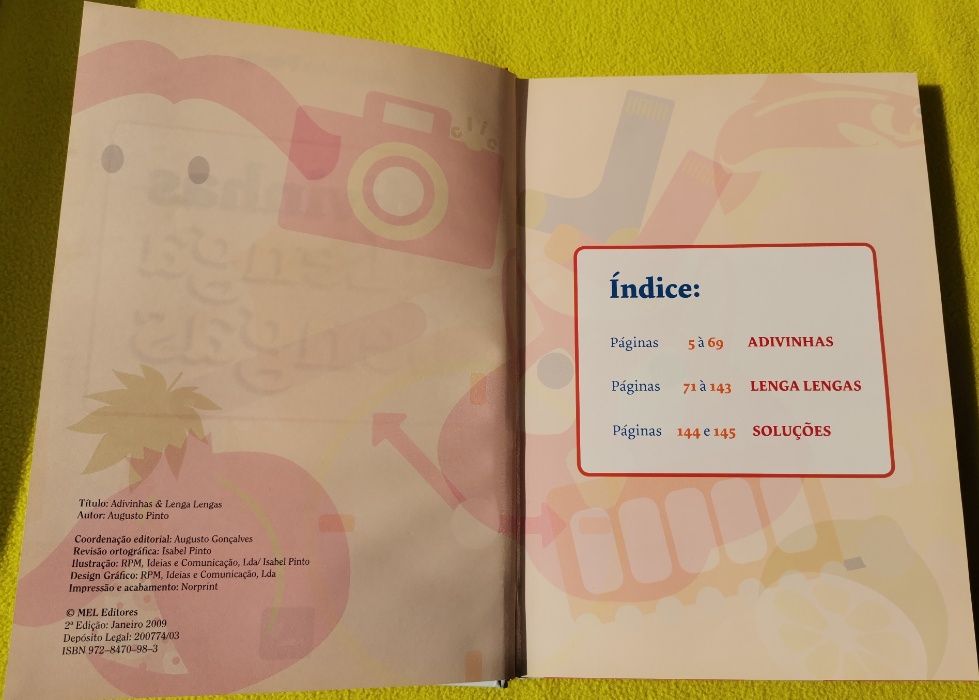 Livro Infantil - Adivinhas e Lenga Lengas - Augusto Pinto