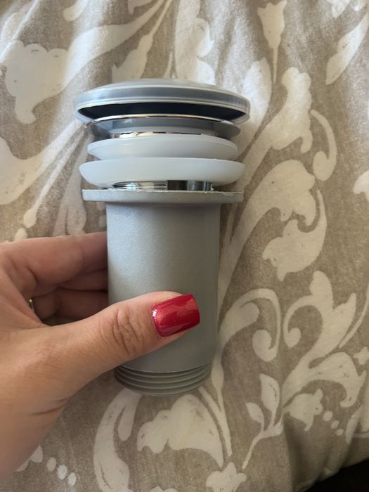 Korek klik-klak (push-open) do umywalki lub wanny – czarny, nowy