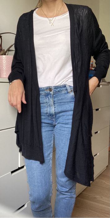 Czarna wełniana cienka narzutka kardigan M 38 Philip Lim