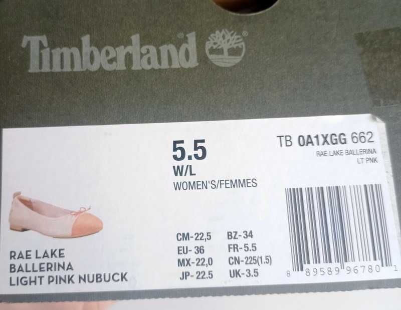 Nowe różowe skórzane baleriny Timberland r. 36