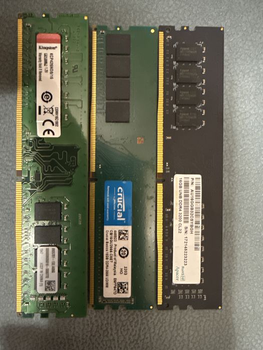 Оперативна пам’ять 16GB DDR4 Kingston / Crucial / Apacer 2666-3200MHz