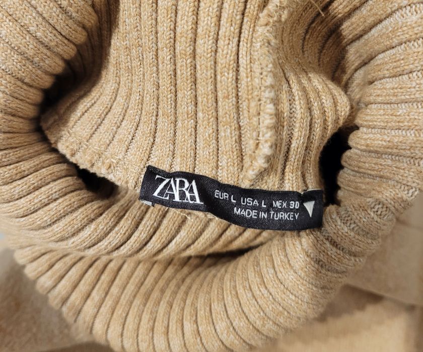 Kamizelka z golfem beżowa przejściowa wiosenna na koszulę zara L basic