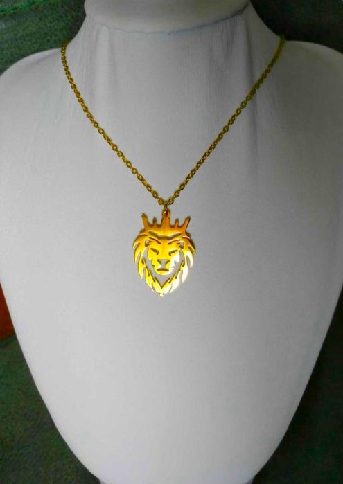 Colar Aço Dourado c/ Leão NOVO