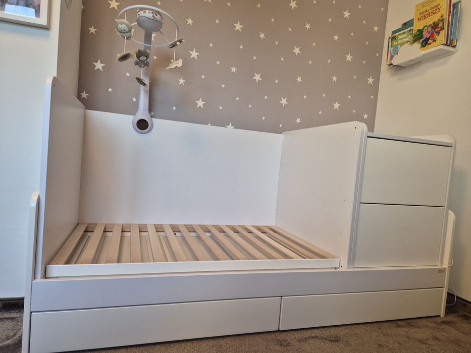 Łózeczko kombi komoda biurko Mokko Alda snow materac karuzela