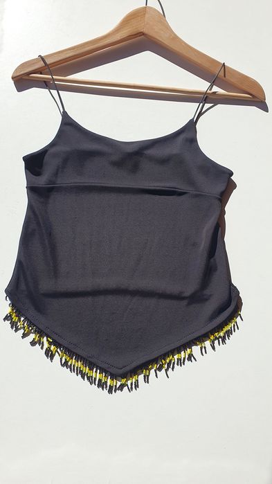 Top Vintage - Top Preto com Miçangas - Top de Alças - Tamanho S
