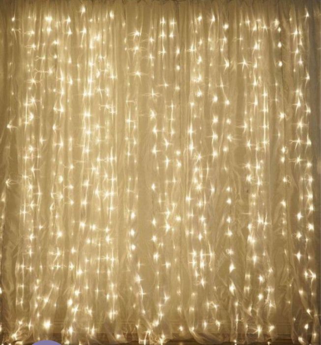 Гірлянда водоспад 320 LED 5mm 3м/2м теплий колір на прозорому дроті