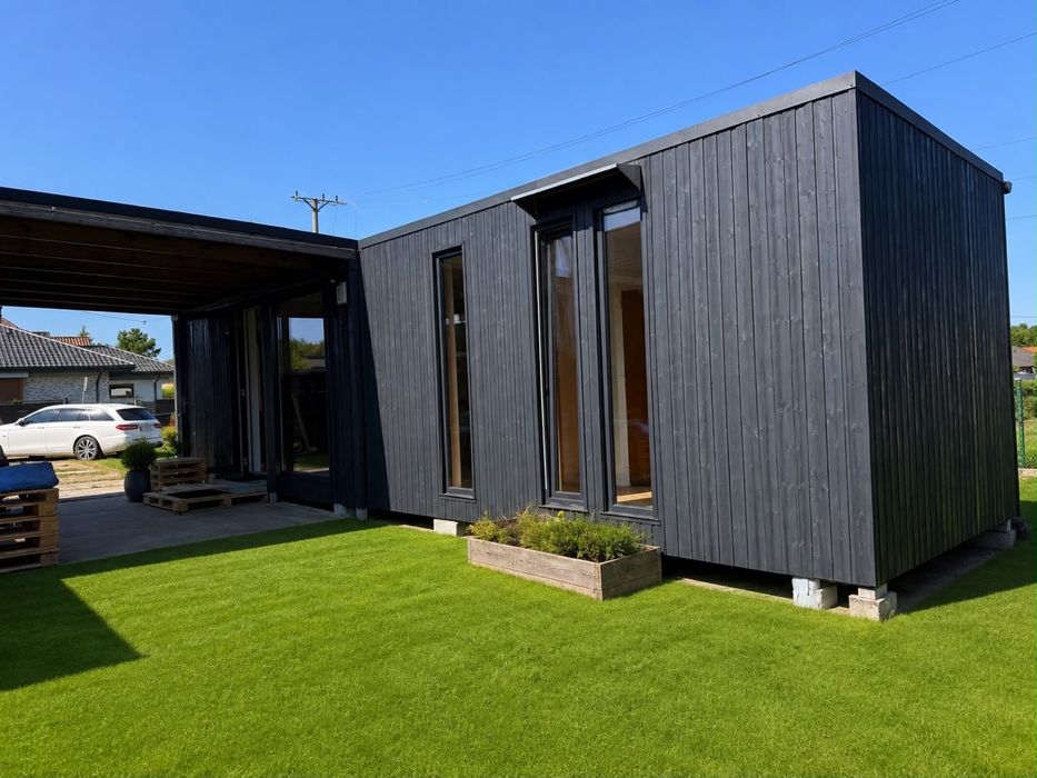 Całoroczny Domek Modułowy 35m² IMS House WATERHOUSE + Zadaszenie 36m² | Dovre | Panasonic