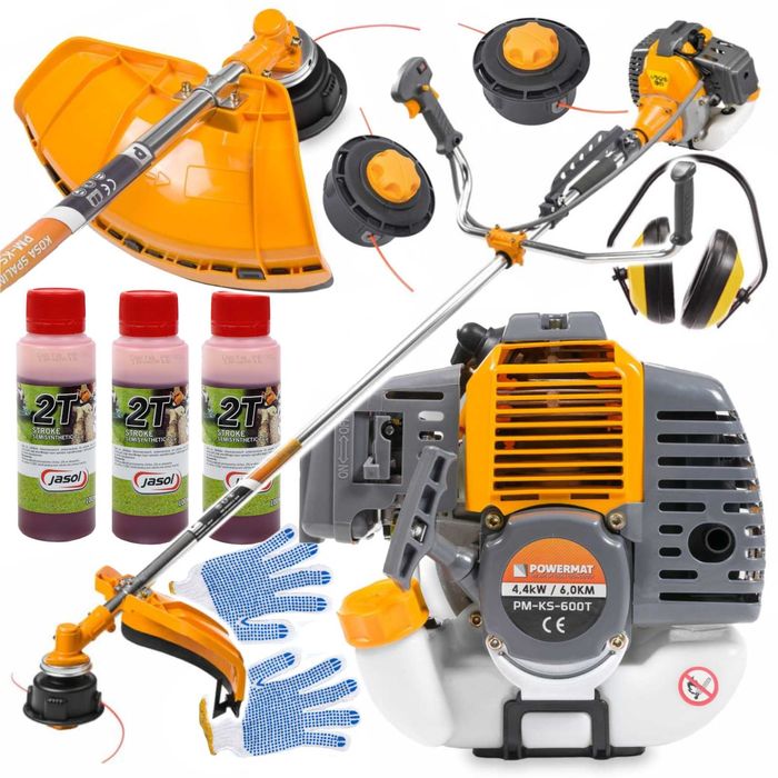 POWERMAT Kosa Wykaszarka Spalinowa 6km 2xgł Tarcza Maska PM-KS-600T