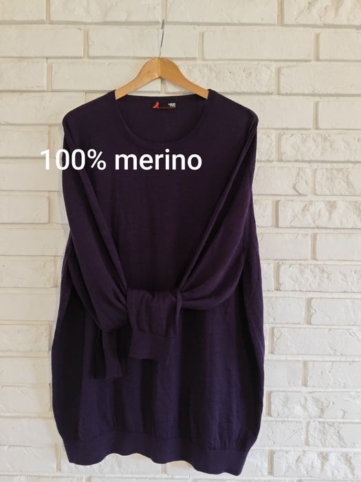 Merino wool fioletowy melanżowy wełniany sweter męski merino wool 5xl