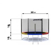 Батут Just Fun 312см Multicolor зовнішня сіткa + драбинка