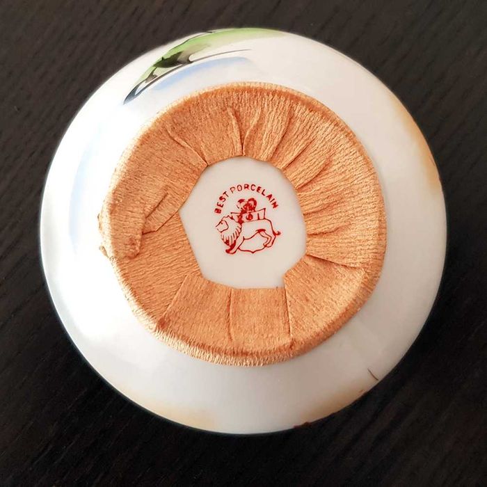 Caixa circular de joalheria porcelana japonesa com tampa RC ROI