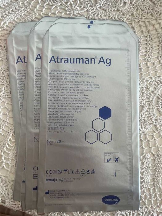 Atrauman Ag 10 x 20 cm plastry z jonami srebra -5 szt