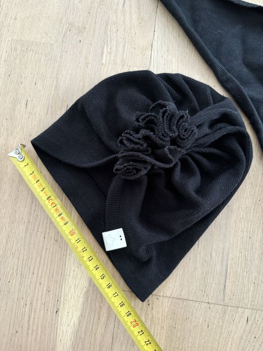 Zestaw chustka i czapka turban czarna czarny