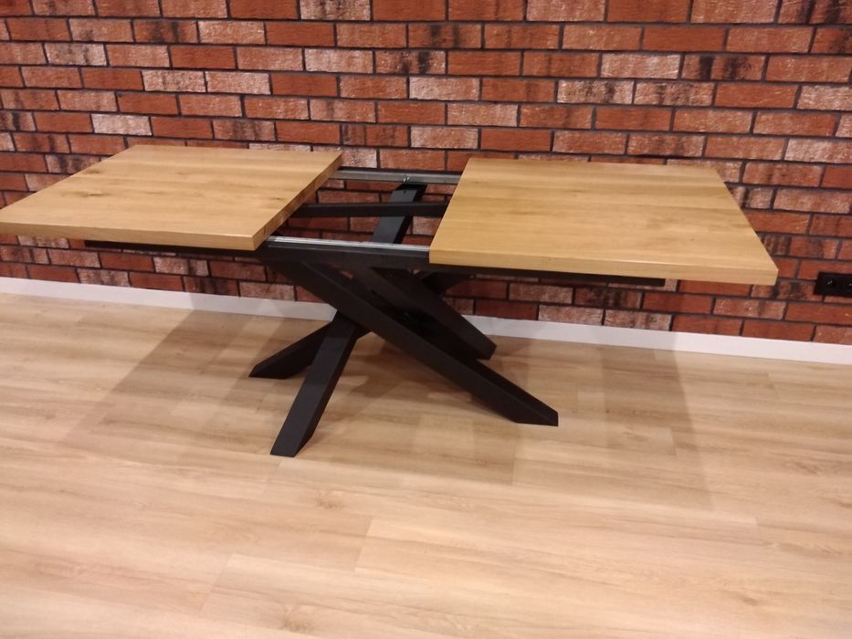 Stół Twister rozkładany jadalniany dębowy - industrialny loft