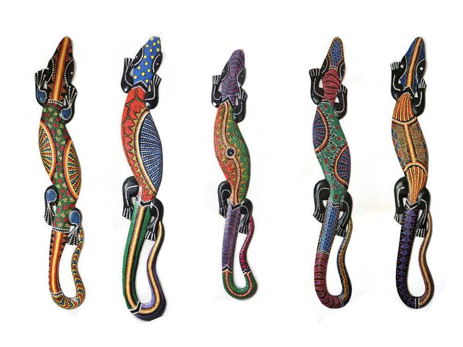 Rzeźba GEKON 50cm z Drewna Rękodzieło Dekoracja ściany na Prezent