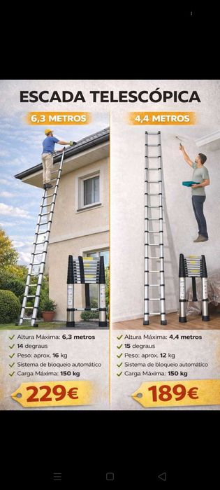Escada telescópica 229€. Oportunidades