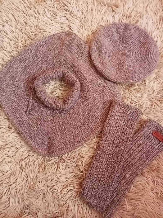 Комплект Берет Митенки Манишка