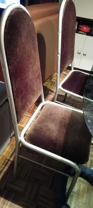 mesa de sala de jantar de ferro com tampo de vidro com 6 cadeiras