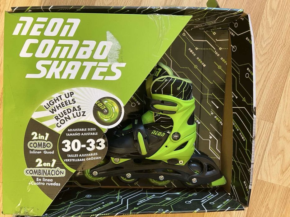 Яскраві дитячі ролики Neon, що світяться! Розмір 30-33 (розсувні)