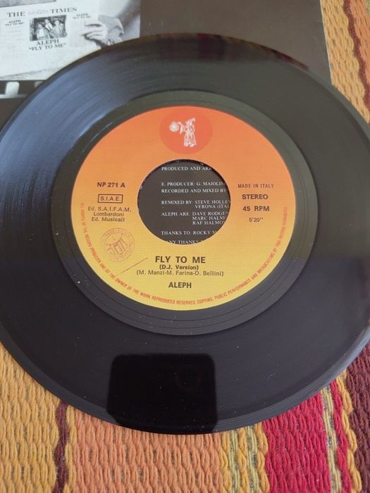 Aleph-Fly To Me, 7"singiel winylowy Italo disco