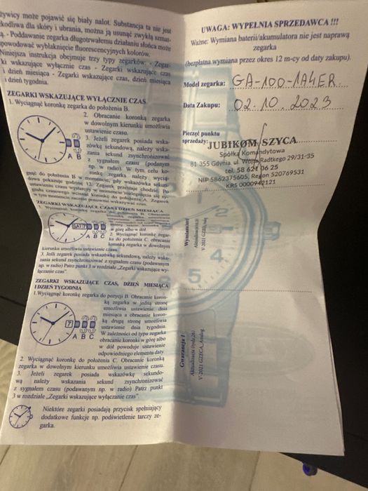 Sprzedam zegarek Nowy G-SHOCK GA-100-1A4ER
