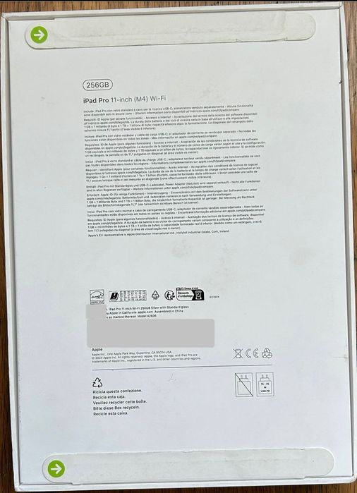 iPad Pro Apple (11''- 256 GB- Wi-Fi - prateado)- novo, 3 anos garantia