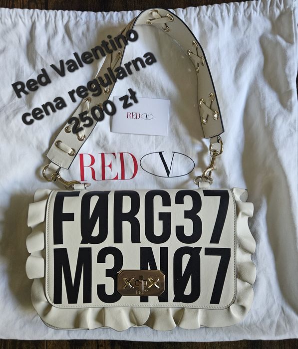 Beżowa kremowa torebka Red Valentino skórzana skóra