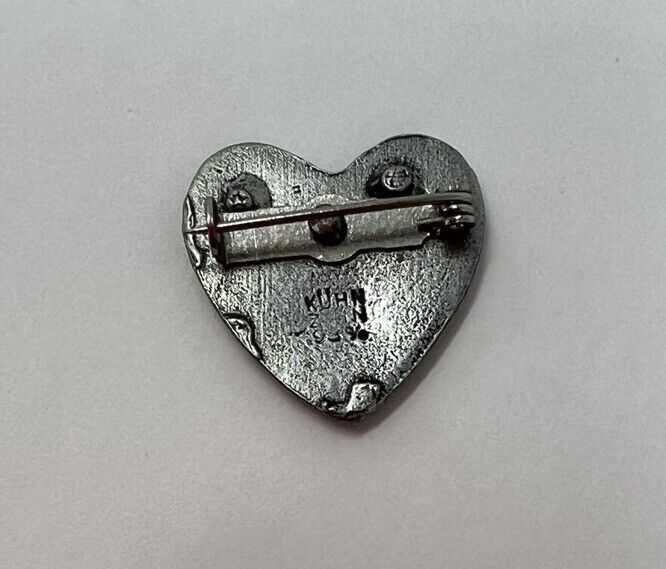 Винтажная эмалевая  брошь-булавка "Баварское сердце" Kuhl Zinn,93%
