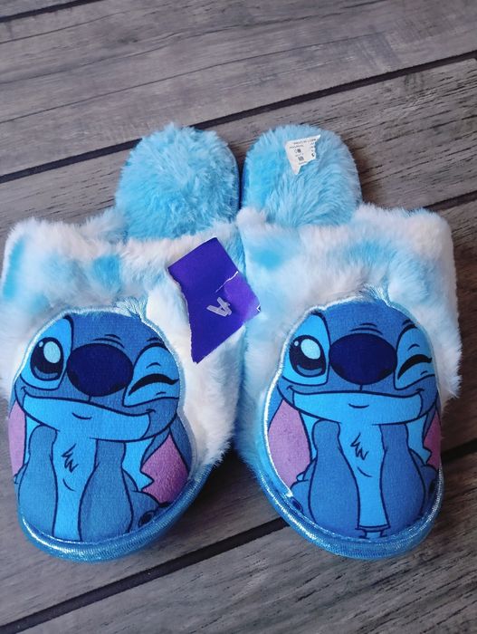 Puszyste papcie Stitch, puszyste kapcie domowe, laczki, klapki, r. 37
