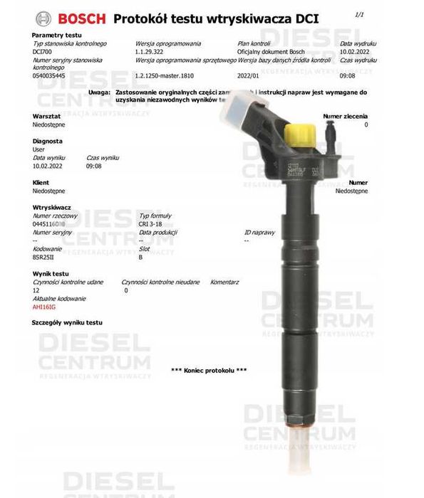 Wtryskiwacze KOMPLET 0445.115.060 Mercedes ML A6420701487