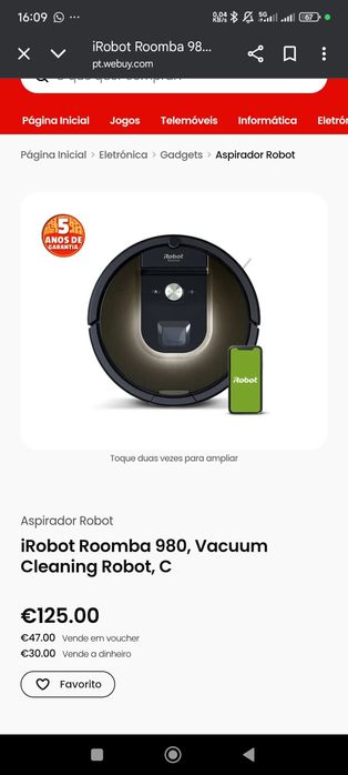 Aspirador irobot Roomba 980 vacuum cleaning