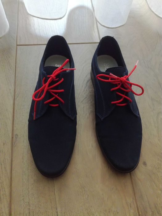 Półbuty chłopięce eleganckie - granatowe nubuk rozm. 32