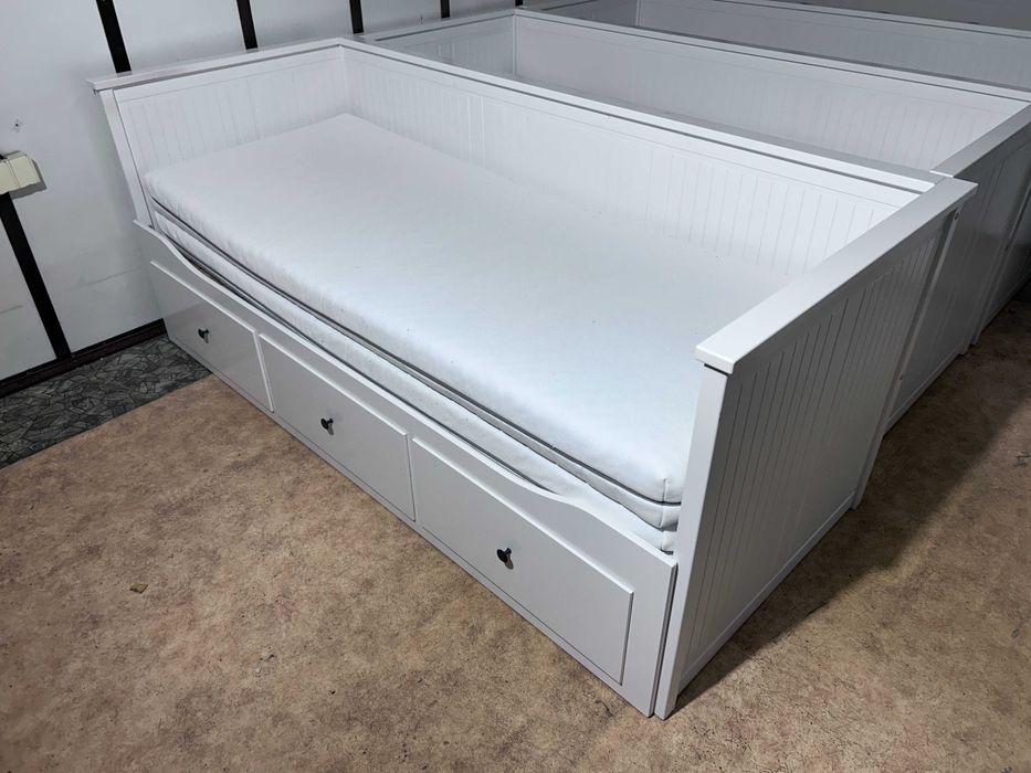 IKEA HEMNES Łóżko Leżanka z 3 szufladami, 2 materace ,białe Transport