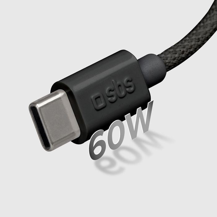 Kabel Sbs Tecabletissuetcck Usb-c - Usb-c 1,5m 60W w oplocie - czarny