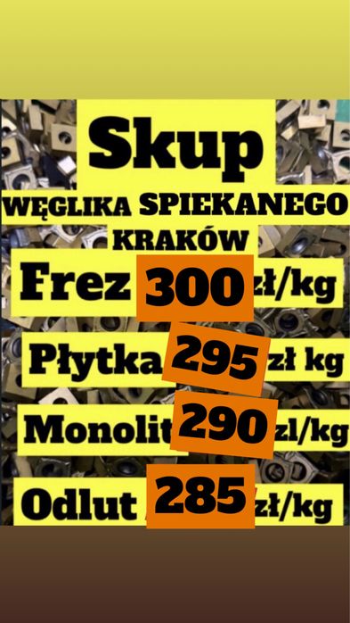 300zł/kg SKUP WĘGLIKÓW SPIEKANYCH, płytki  frezy, frez drogowy, Stal szybkotnąca HSS Sw18-35zl. Sw7M-29.zł SW-22zl