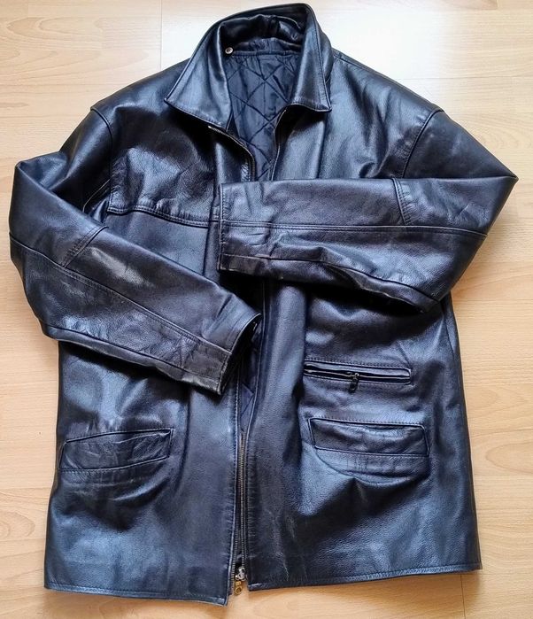 Kurtka skórzana męska czarna z podpinką - SKÓRA 100%