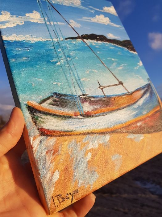 Obraz akryl na płótnie Łódka,  morze,  wybrzeże