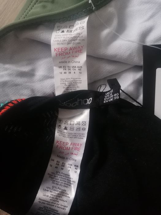 Majtki strój kąpielowy dwuczęściowy Boohoo 40 38 M oliwkowe czarne