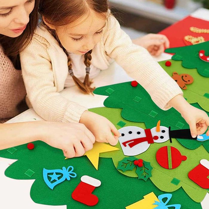 Choinka filcowa kreatywna dla dzieci + OZDOBY DUŻA DIY