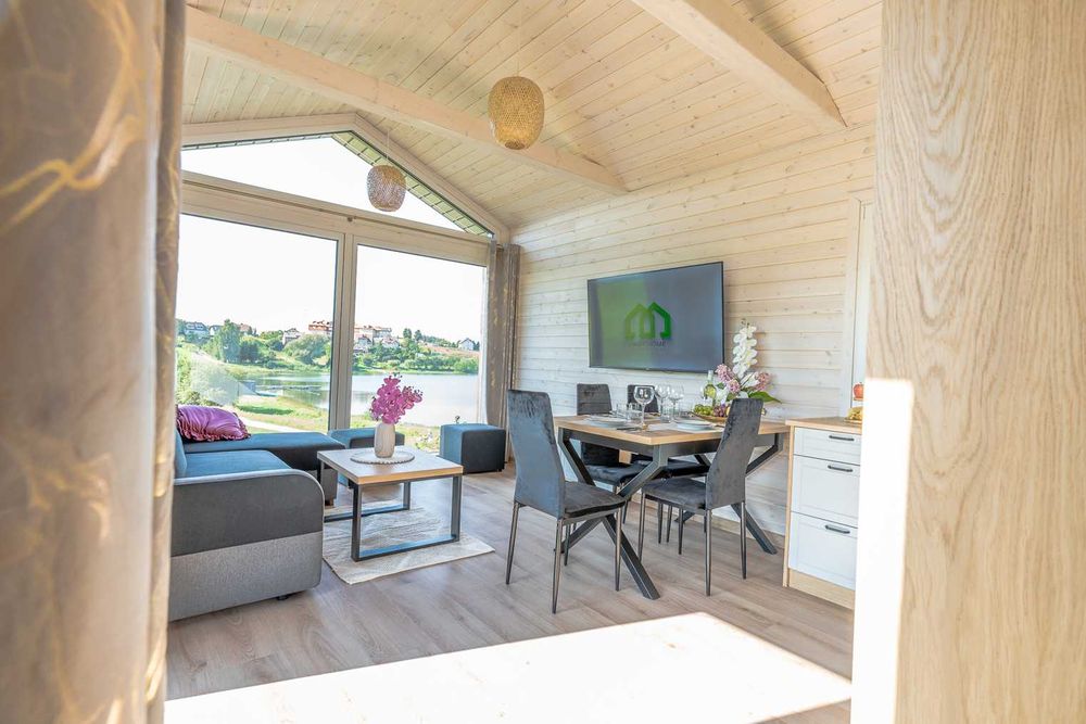 Domek z dużym przeszkleniem Całoroczny 50m2 drewniany Mobilny Modułowy