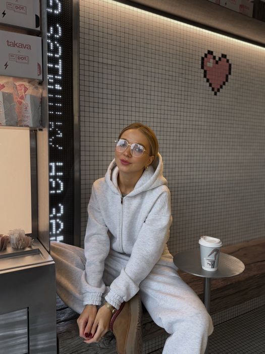 жіночий спортивний сірий костюм на флісі зима/костюм худи штаны зима