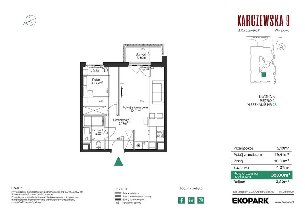 2-pokojowe mieszkanie 39m2 + balkon Bez Prowizji