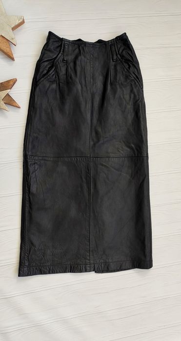 Шкіряна спідниця міді 100% шкіра