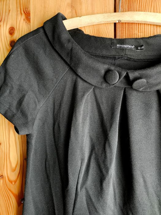 Czarna sukienka mini baby doll krótki rękaw