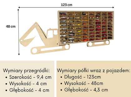 PÓŁKA regał KOPARKA na resoraki HOT WHEELS autka