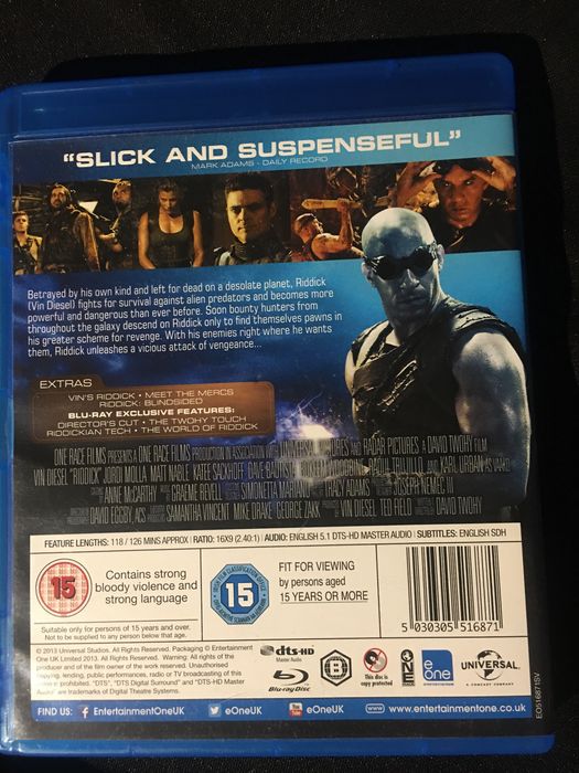 Riddick extended cut Bluray